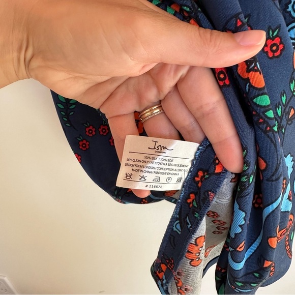 Issa London 100% Silk Plunging Deep V Long Sleeve Paisley Print Dress US 6 - Picture 5 of 8